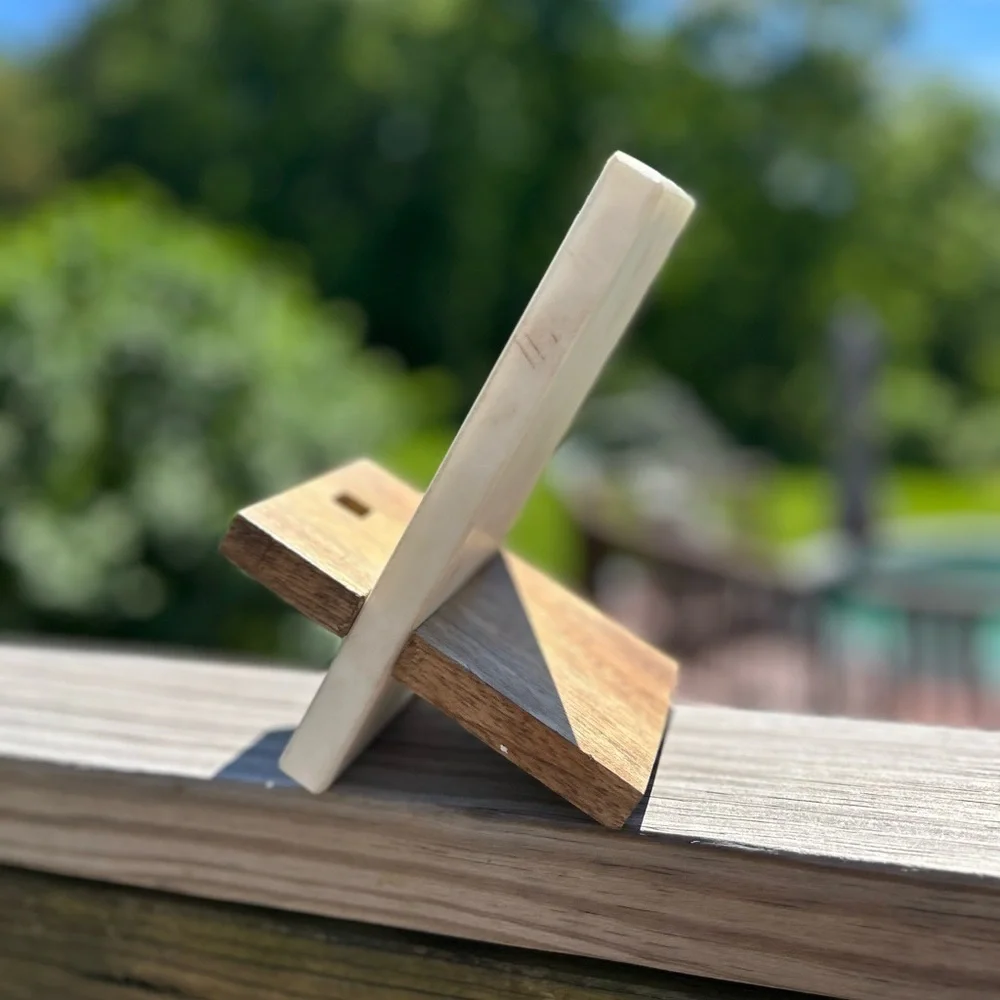 Marble and Wood Moon Phone Stand